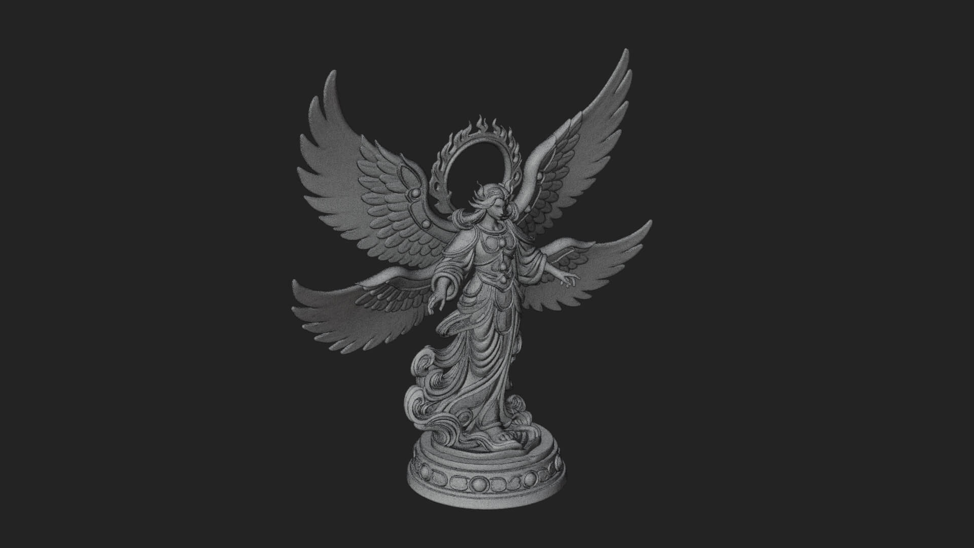 Six Winged Seraph Angel Statue Design 2 3D Print Model 3D Model