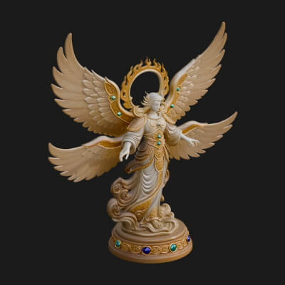 Six Winged Seraph Angel Statue Design 2 3D Print Model
