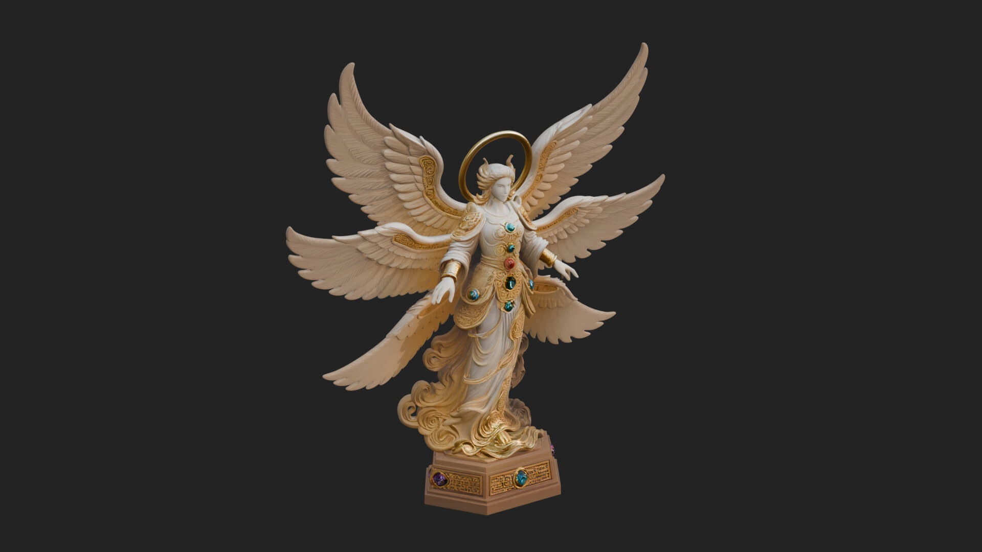 Six Winged Seraph Angel Statue Design 3 3D Print Model 3D Model
