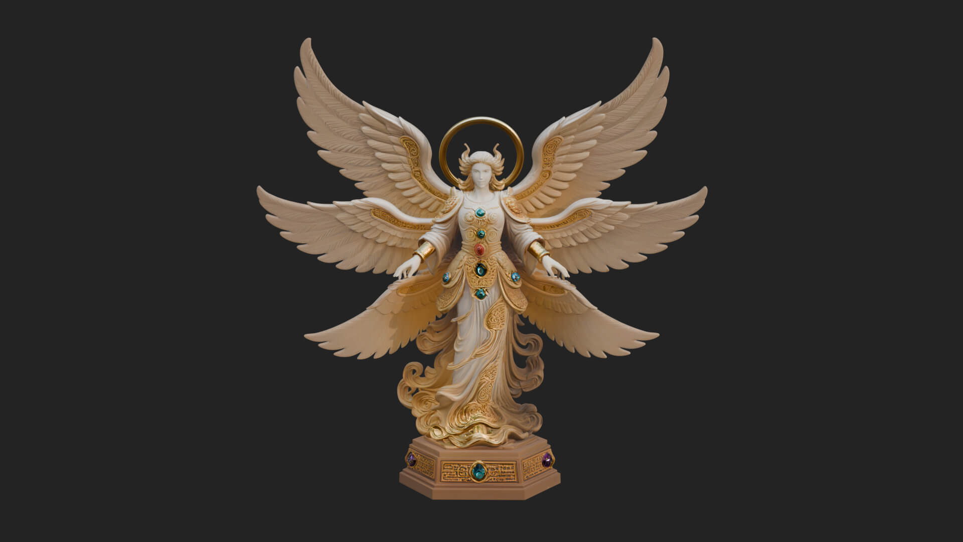 Six Winged Seraph Angel Statue Design 3 3D Print Model 3D Model