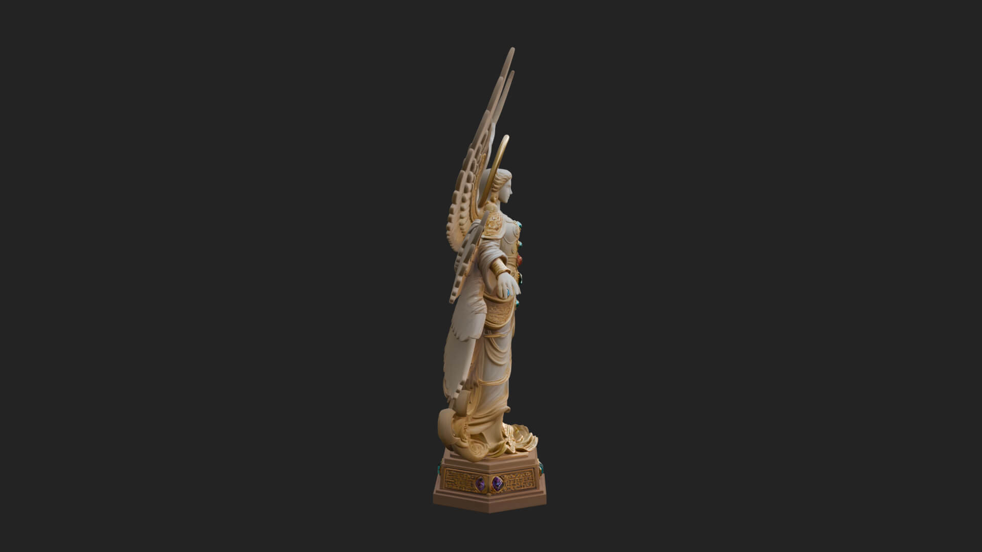 Six Winged Seraph Angel Statue Design 3 3D Print Model 3D Model
