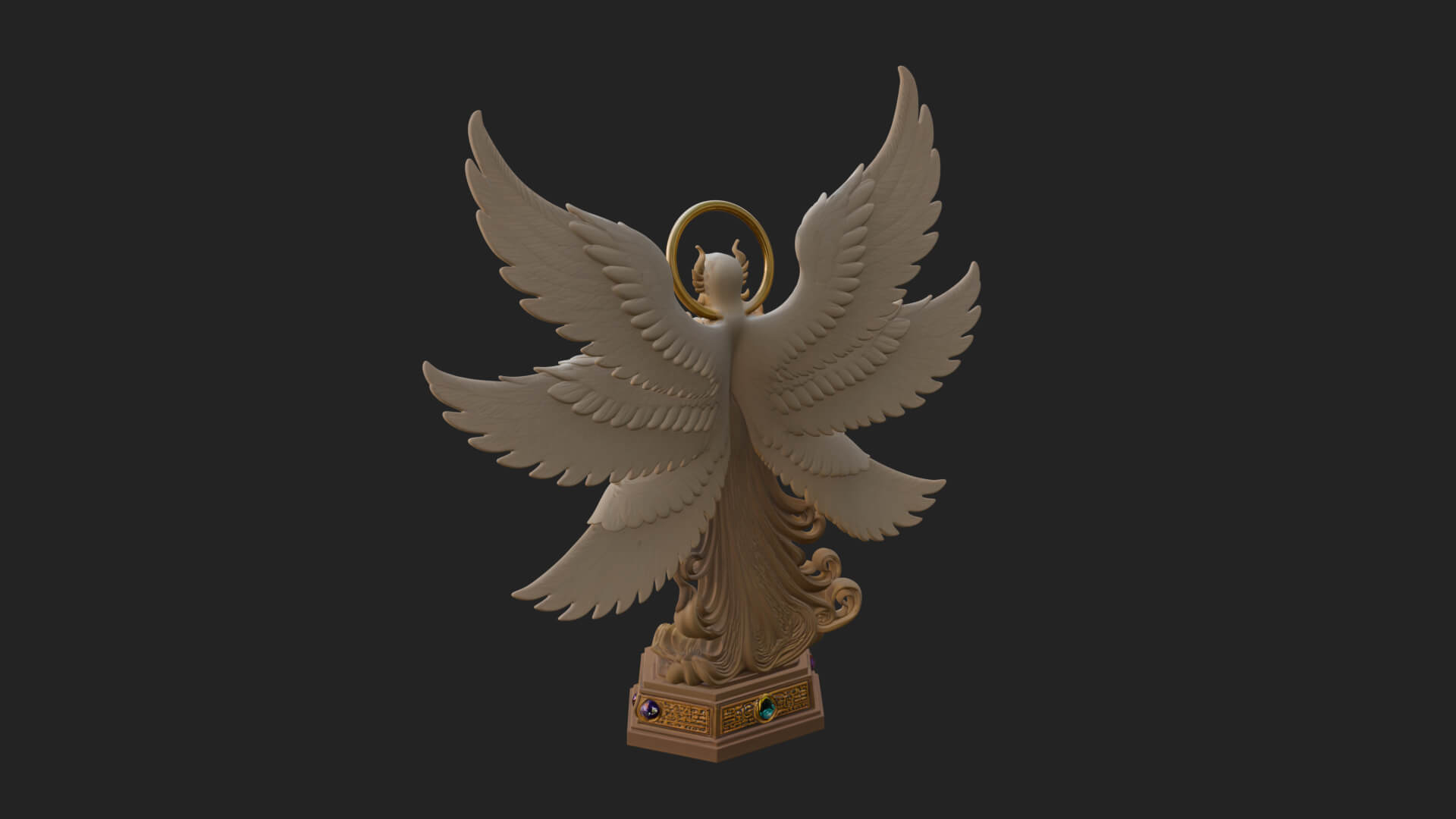 Six Winged Seraph Angel Statue Design 3 3D Print Model 3D Model