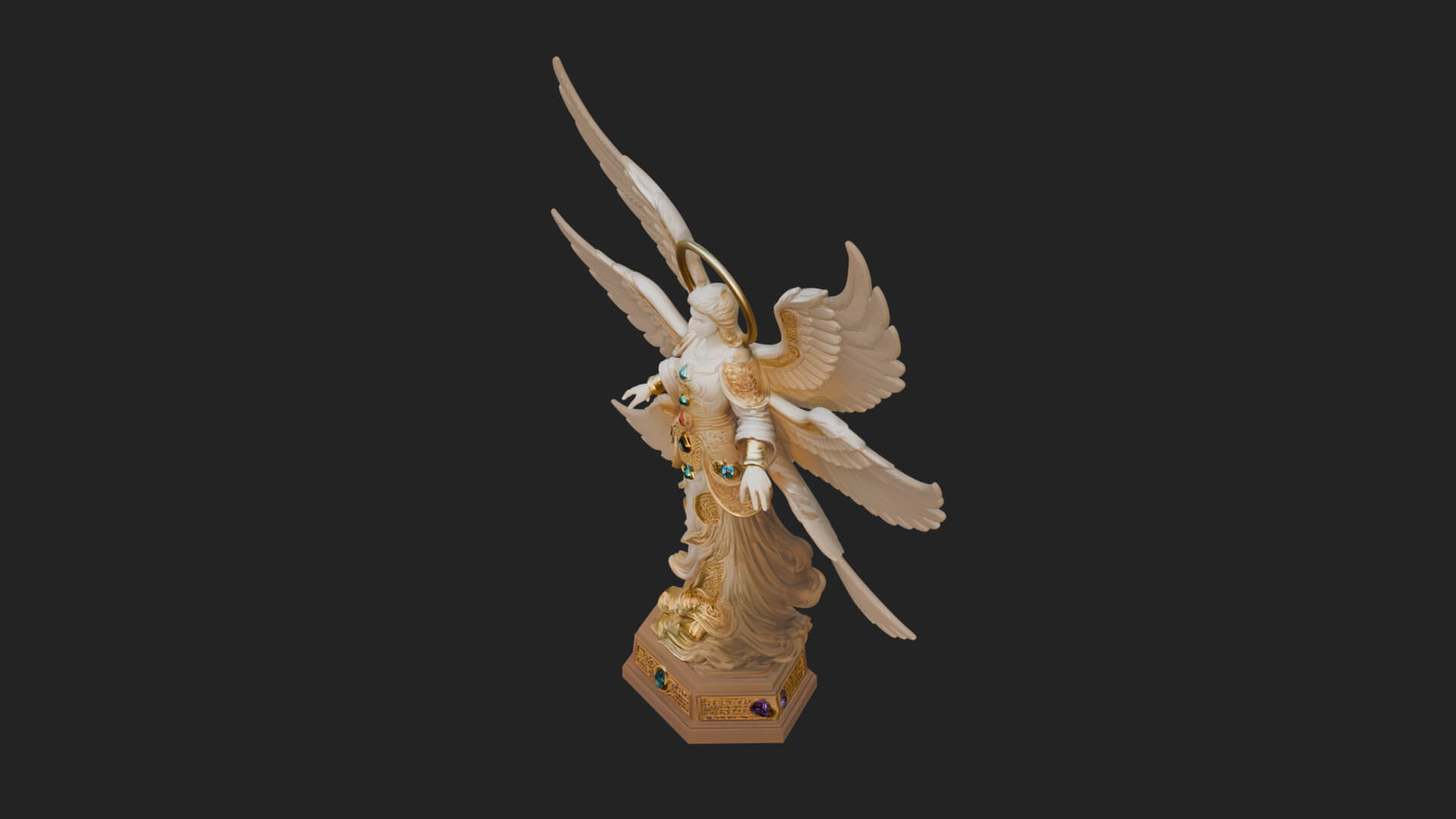 Six Winged Seraph Angel Statue Design 3 3D Print Model 3D Model