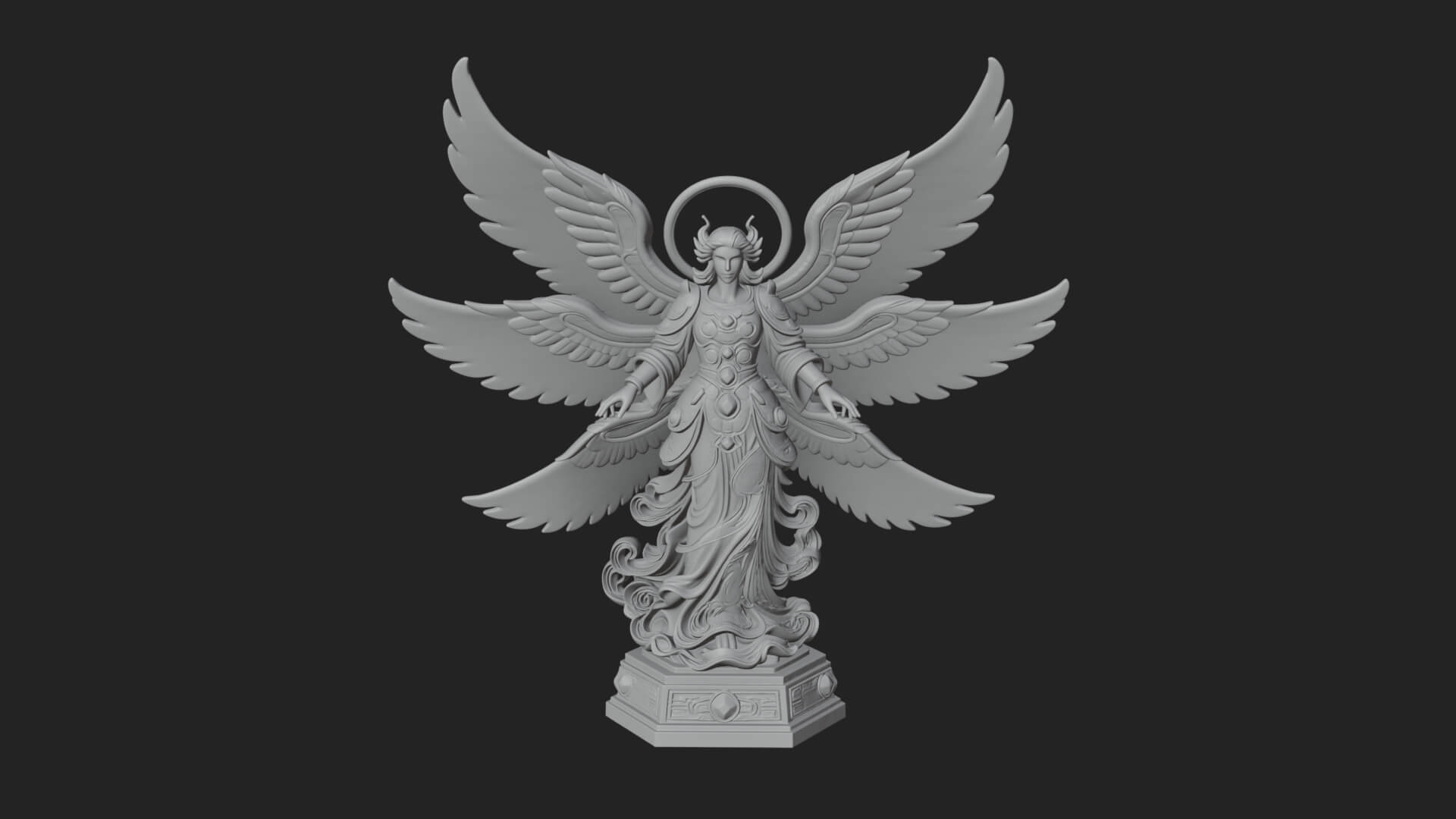Six Winged Seraph Angel Statue Design 3 3D Print Model 3D Model