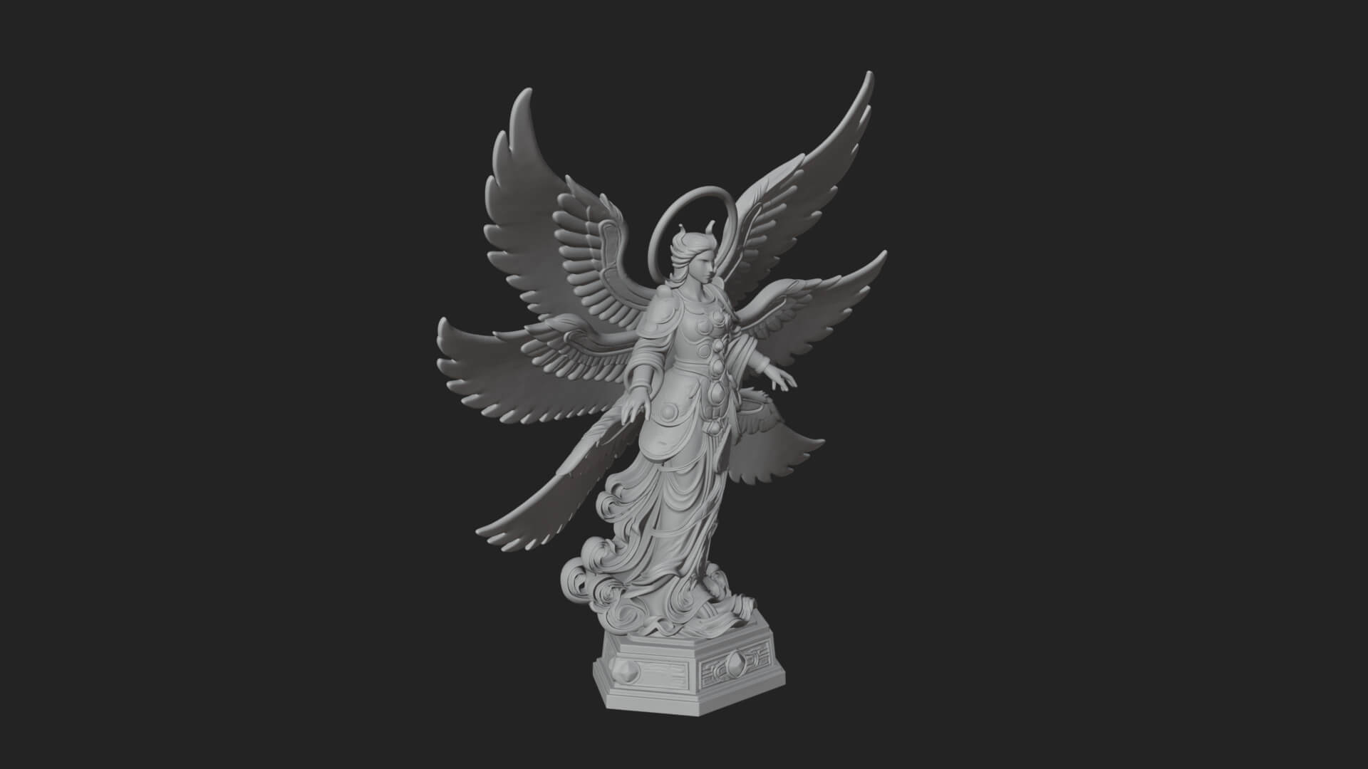 Six Winged Seraph Angel Statue Design 3 3D Print Model 3D Model