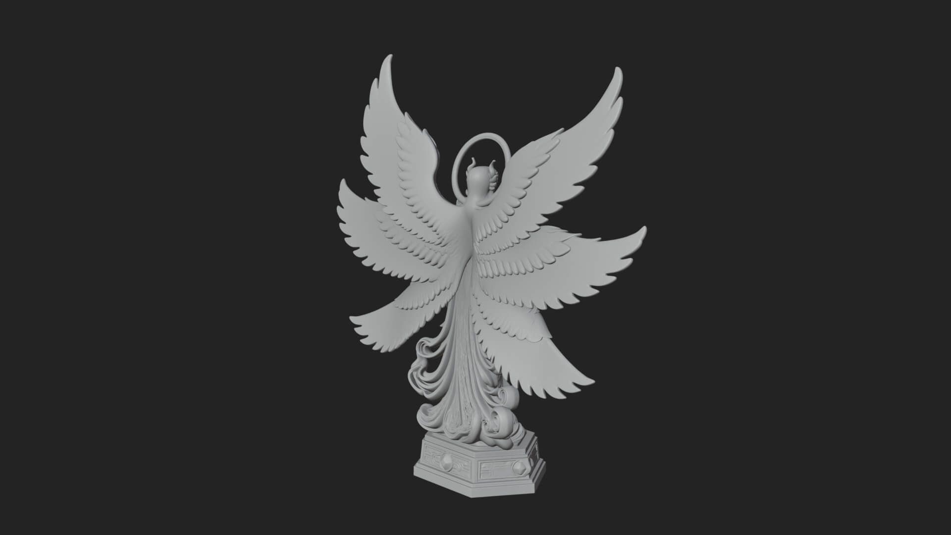 Six Winged Seraph Angel Statue Design 3 3D Print Model 3D Model