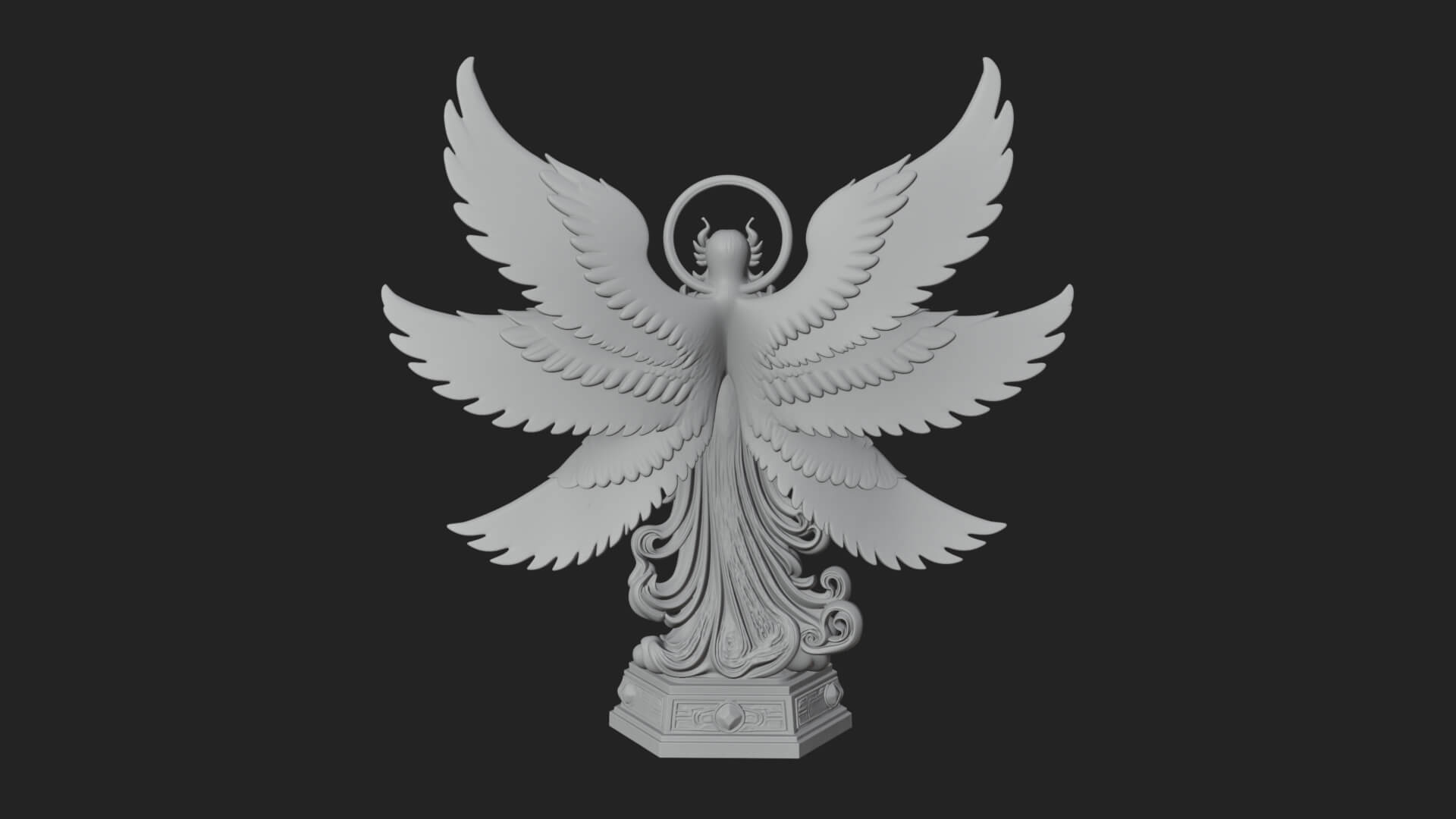 Six Winged Seraph Angel Statue Design 3 3D Print Model 3D Model