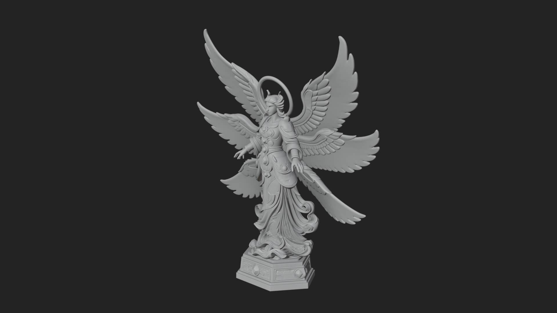 Six Winged Seraph Angel Statue Design 3 3D Print Model 3D Model