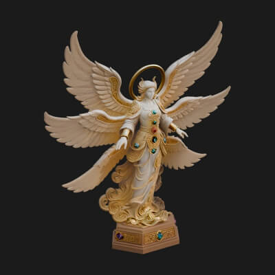 Six Winged Seraph Angel Statue Design 3 3D Print Model