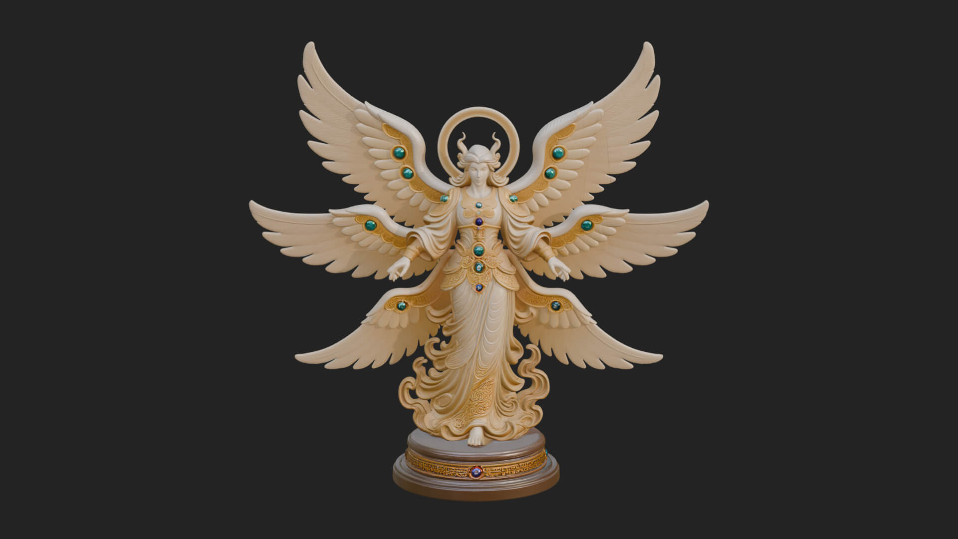 Six Winged Seraph Angel Statue Design 4 3D Print Model 3D Model