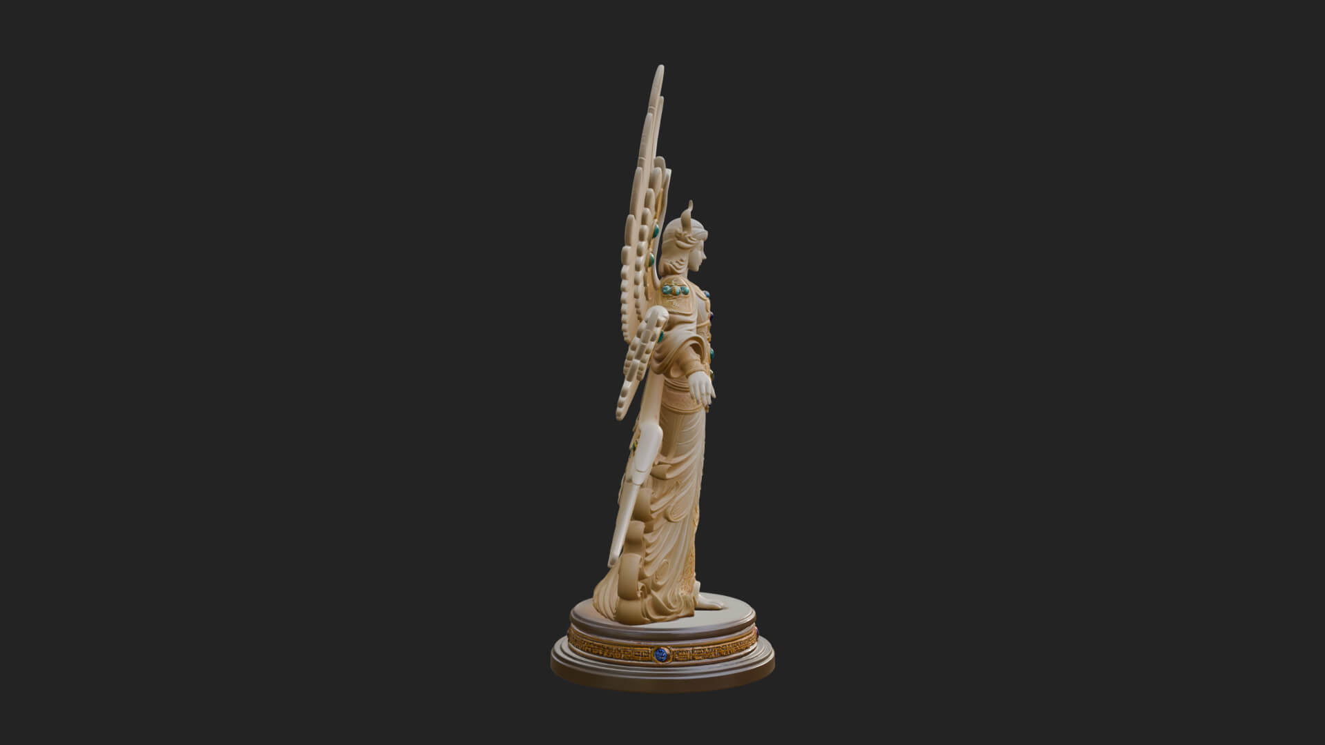 Six Winged Seraph Angel Statue Design 4 3D Print Model 3D Model