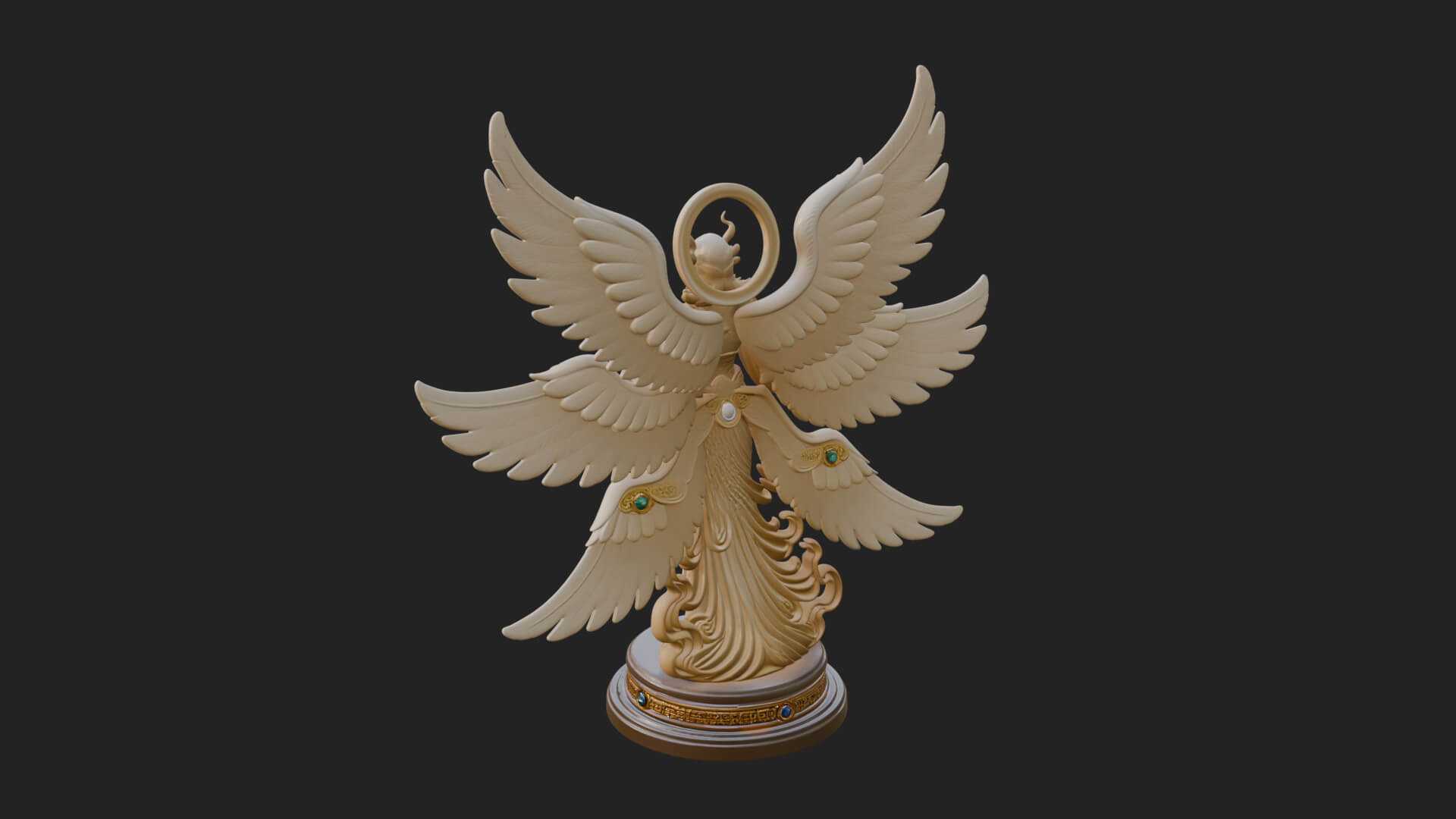Six Winged Seraph Angel Statue Design 4 3D Print Model 3D Model