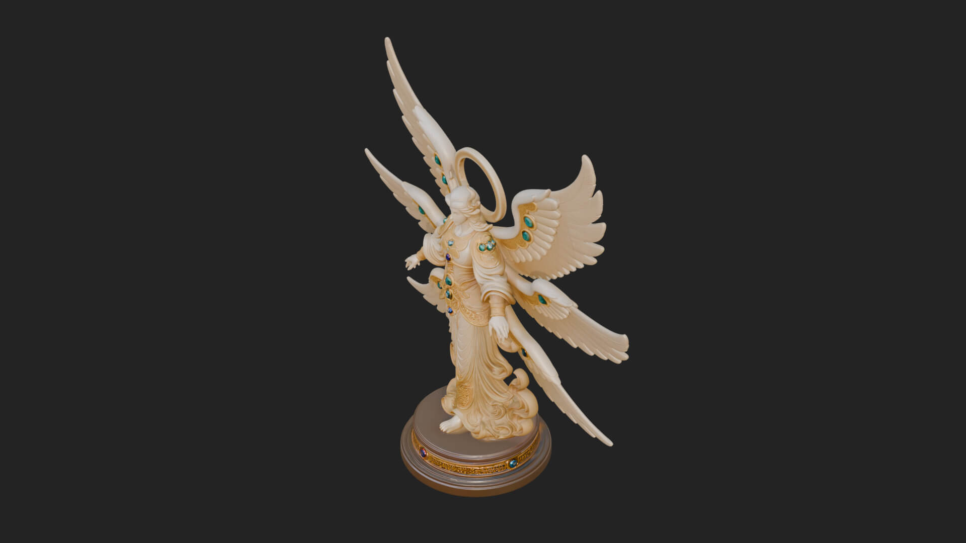 Six Winged Seraph Angel Statue Design 4 3D Print Model 3D Model