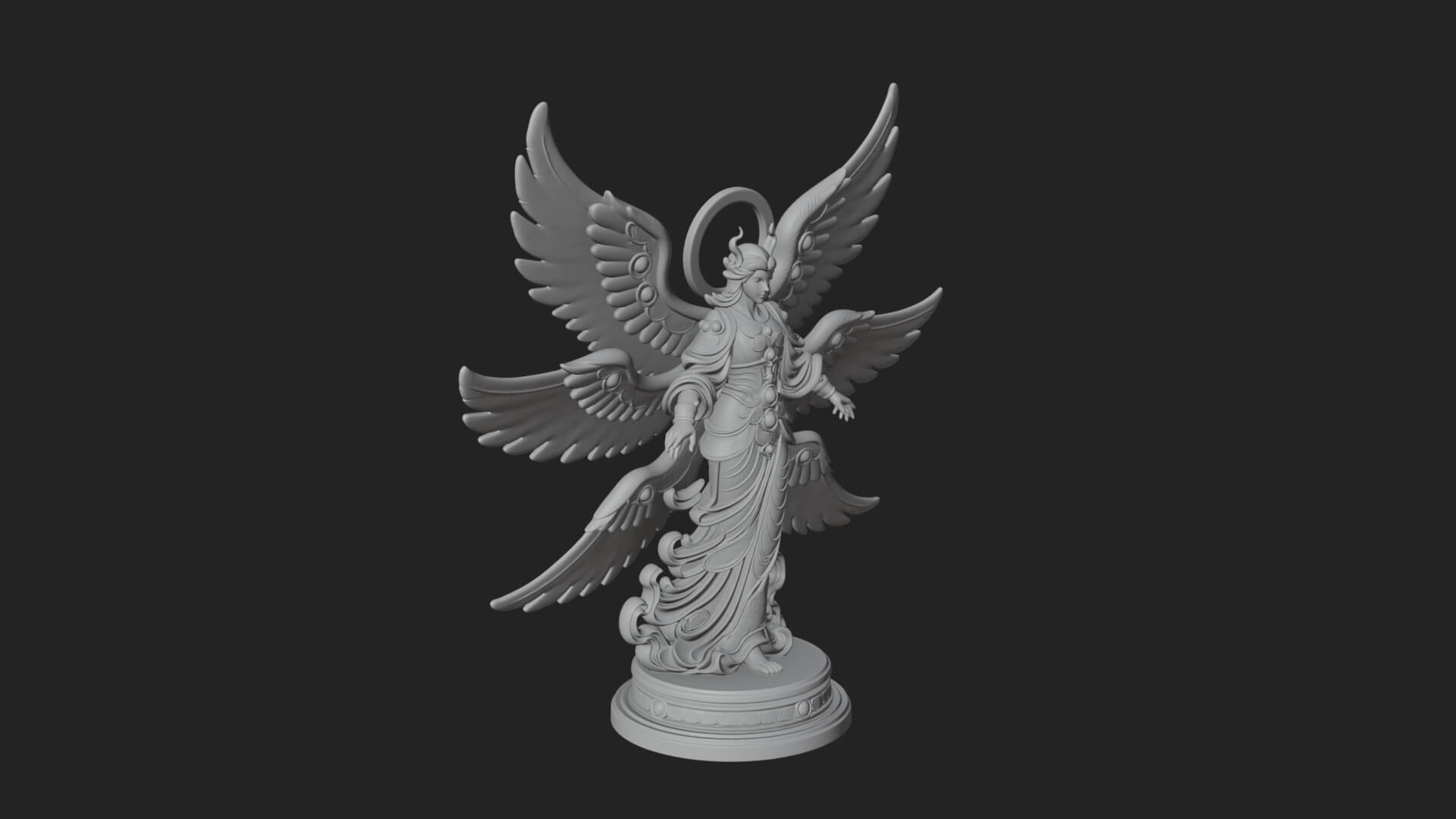 Six Winged Seraph Angel Statue Design 4 3D Print Model 3D Model