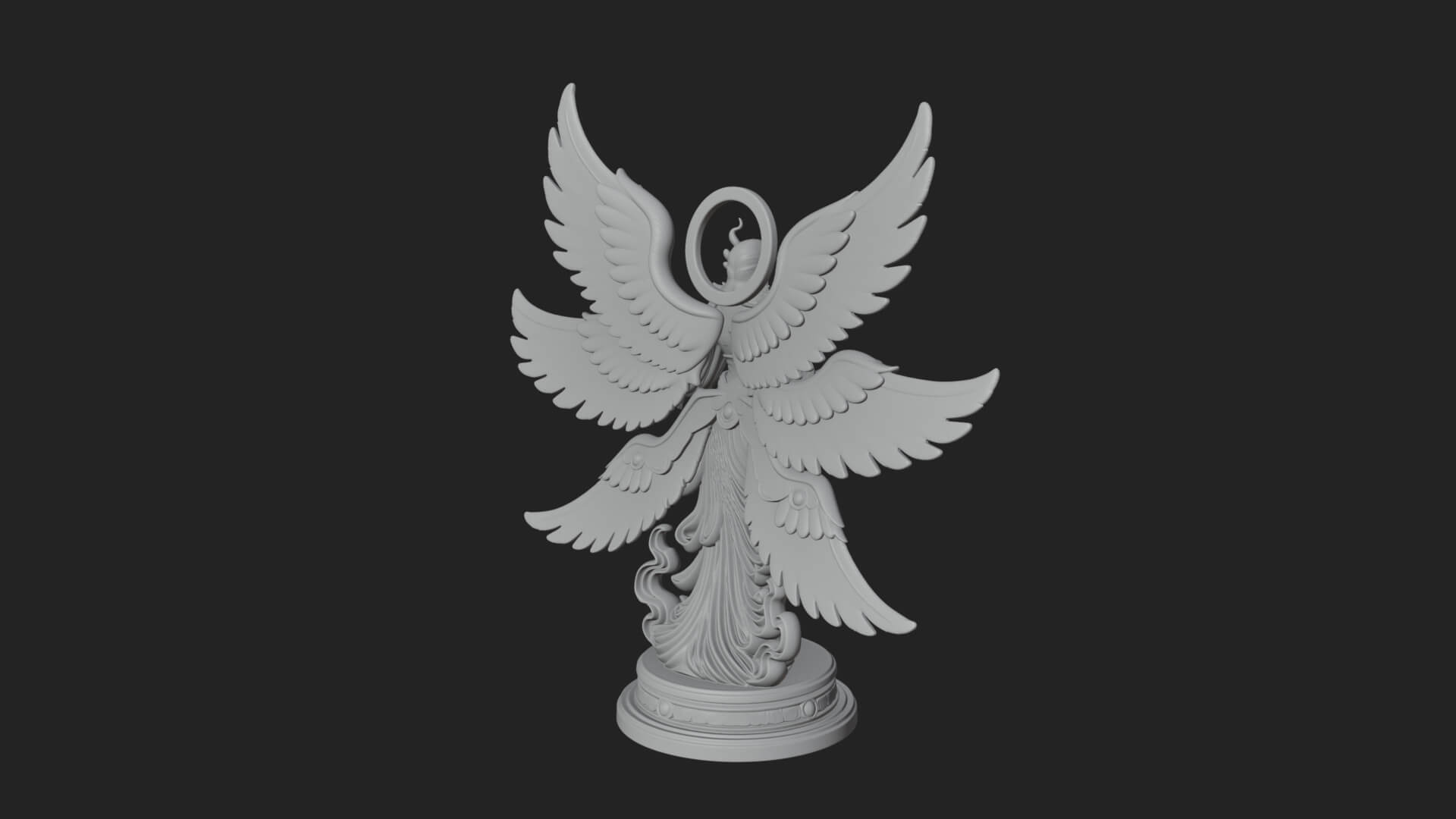 Six Winged Seraph Angel Statue Design 4 3D Print Model 3D Model