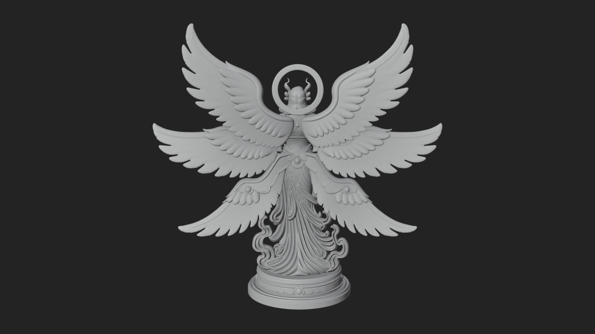 Six Winged Seraph Angel Statue Design 4 3D Print Model 3D Model