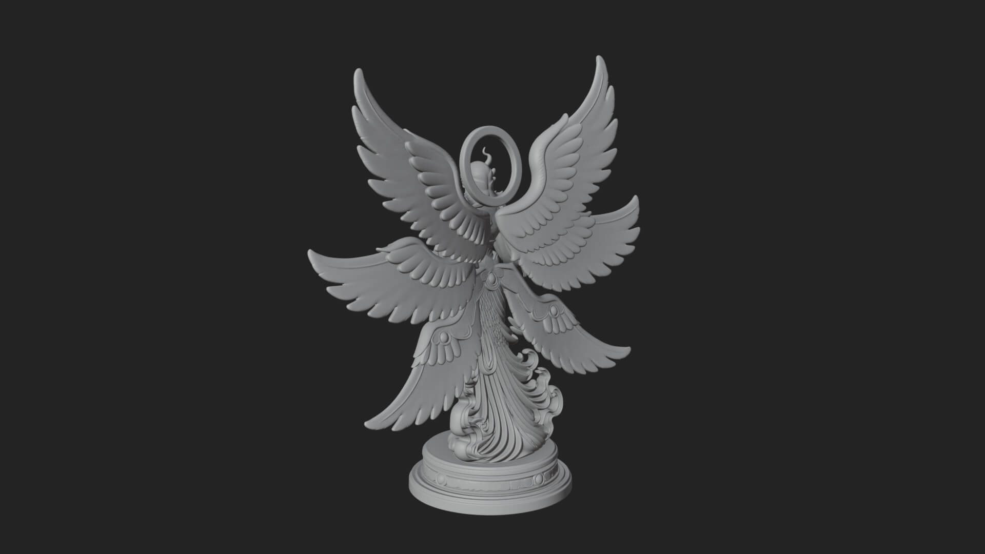 Six Winged Seraph Angel Statue Design 4 3D Print Model 3D Model