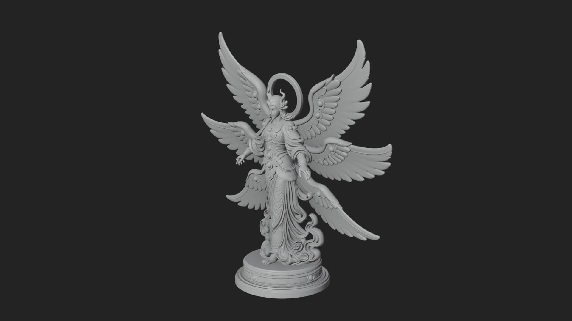 Six Winged Seraph Angel Statue Design 4 3D Print Model 3D Model