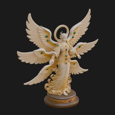 Six Winged Seraph Angel Statue Design 4 3D Print Model