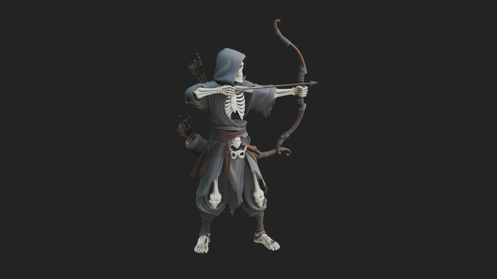 Skeleton Archer Statue Design 1 3D Print Model 3D Model