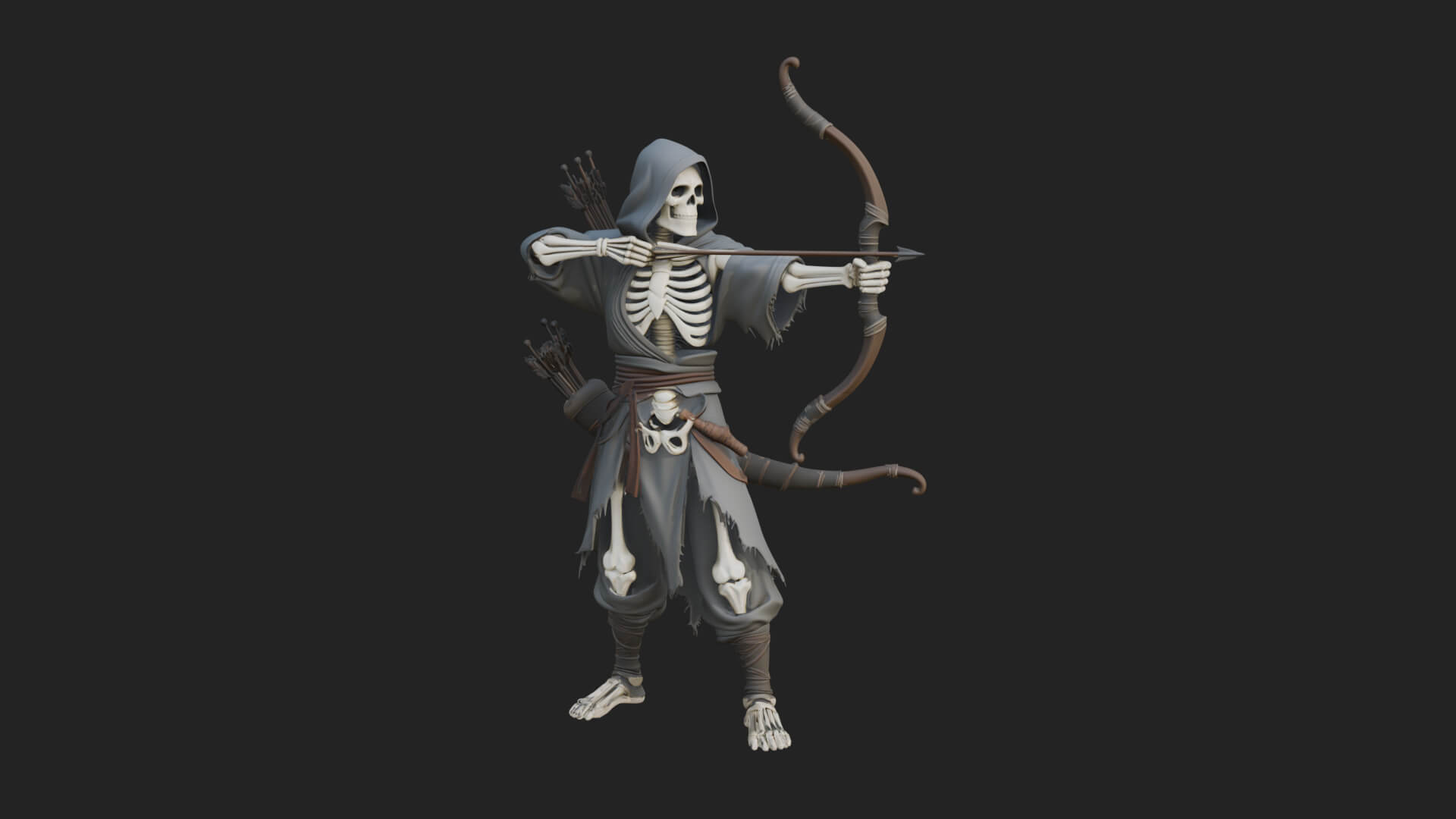 Skeleton Archer Statue Design 1 3D Print Model 3D Model