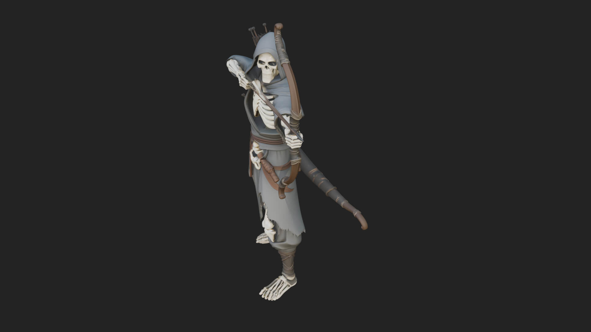 Skeleton Archer Statue Design 1 3D Print Model 3D Model