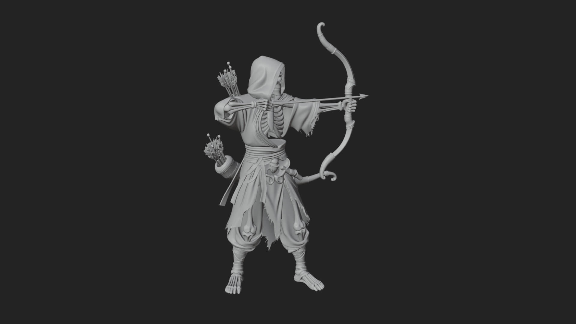 Skeleton Archer Statue Design 1 3D Print Model 3D Model