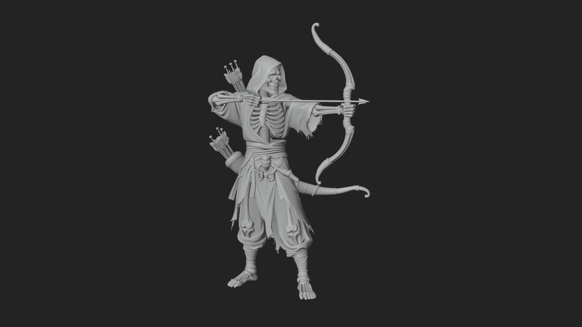 Skeleton Archer Statue Design 1 3D Print Model 3D Model