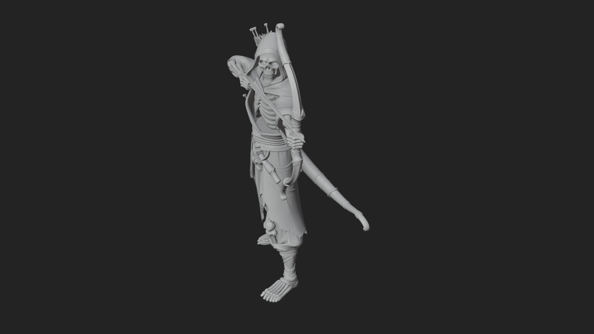 Skeleton Archer Statue Design 1 3D Print Model 3D Model