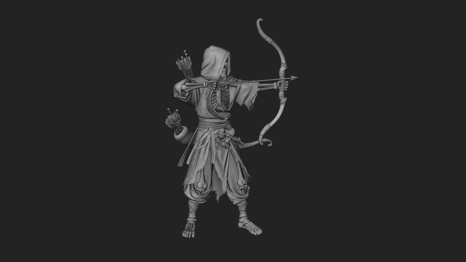 Skeleton Archer Statue Design 1 3D Print Model 3D Model