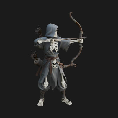 Skeleton Archer Statue Design 1 3D Print Model