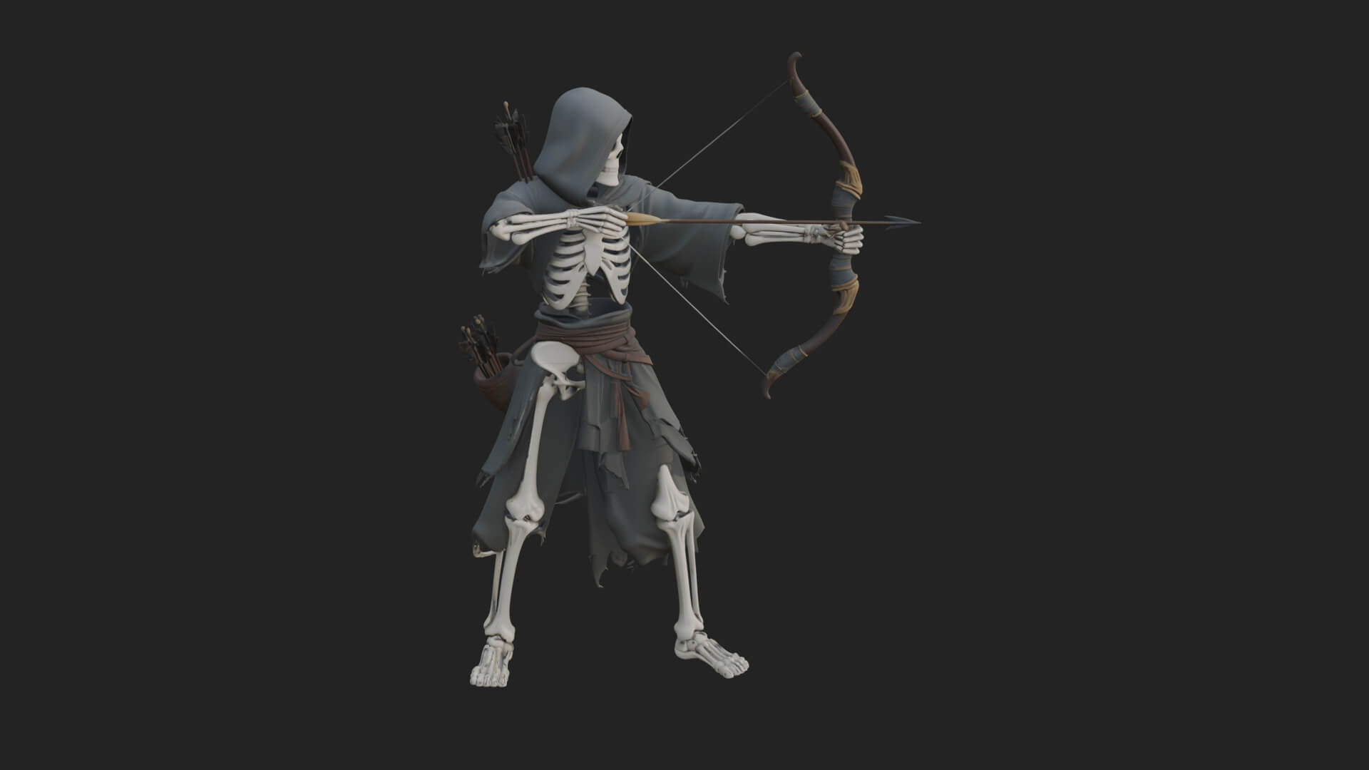 Skeleton Archer Statue Design 2 3D Print Model 3D Model