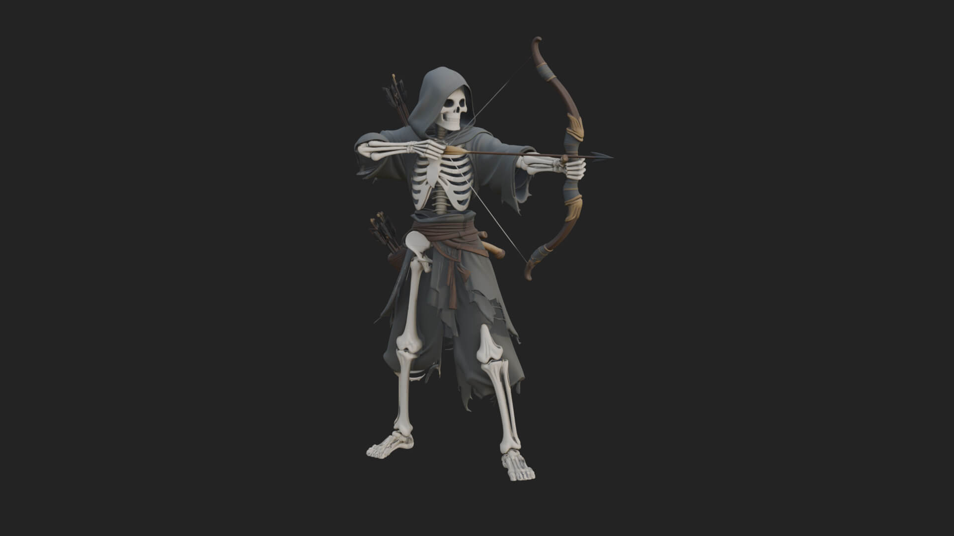 Skeleton Archer Statue Design 2 3D Print Model 3D Model