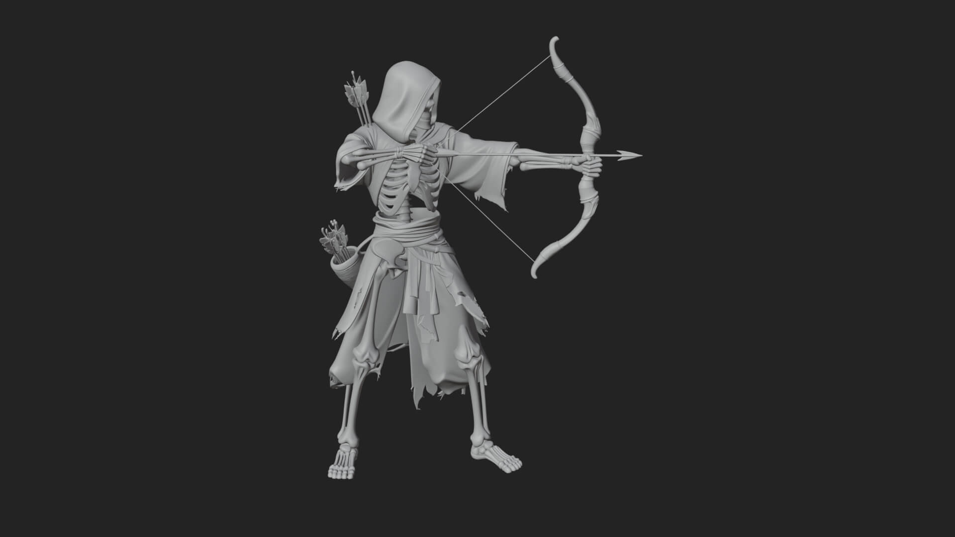 Skeleton Archer Statue Design 2 3D Print Model 3D Model