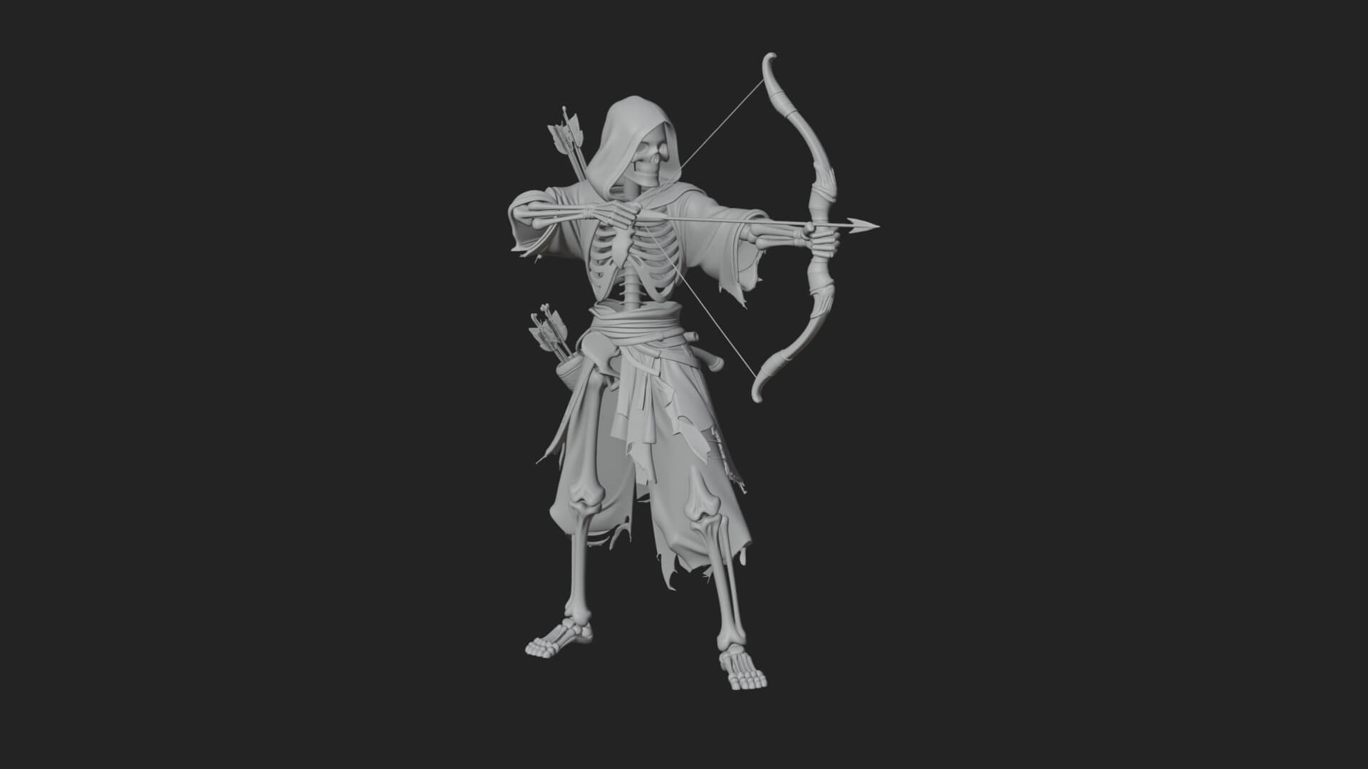 Skeleton Archer Statue Design 2 3D Print Model 3D Model