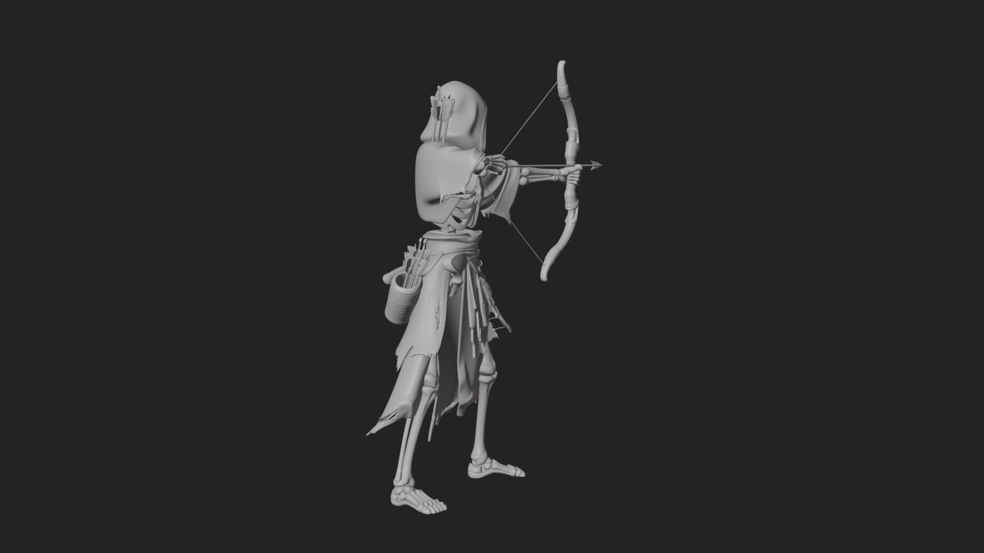 Skeleton Archer Statue Design 2 3D Print Model 3D Model