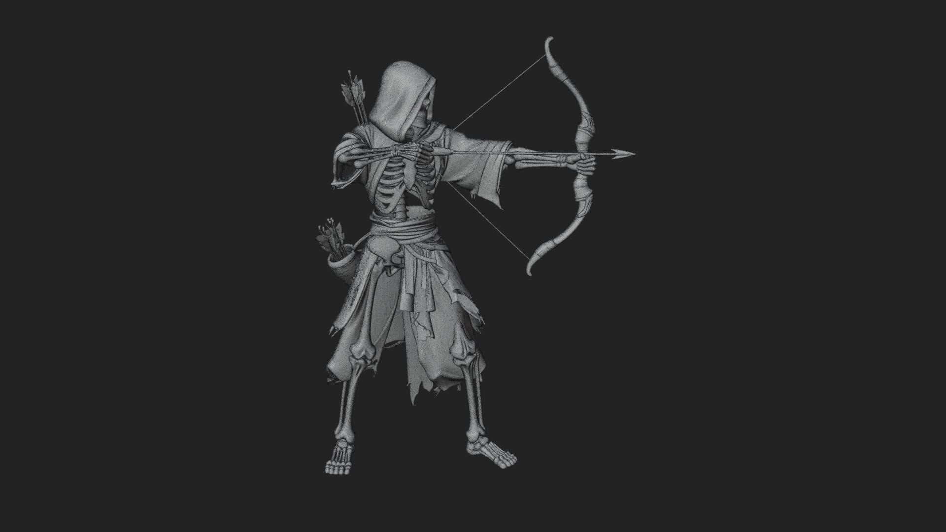 Skeleton Archer Statue Design 2 3D Print Model 3D Model