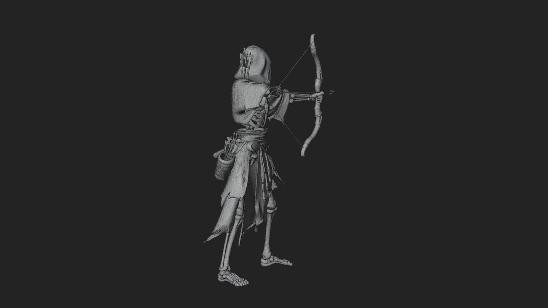 Skeleton Archer Statue Design 2 3D Print Model 3D Model