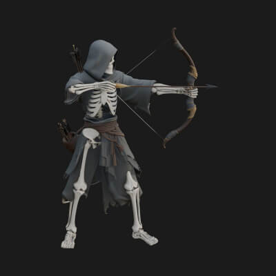 Skeleton Archer Statue Design 2 3D Print Model