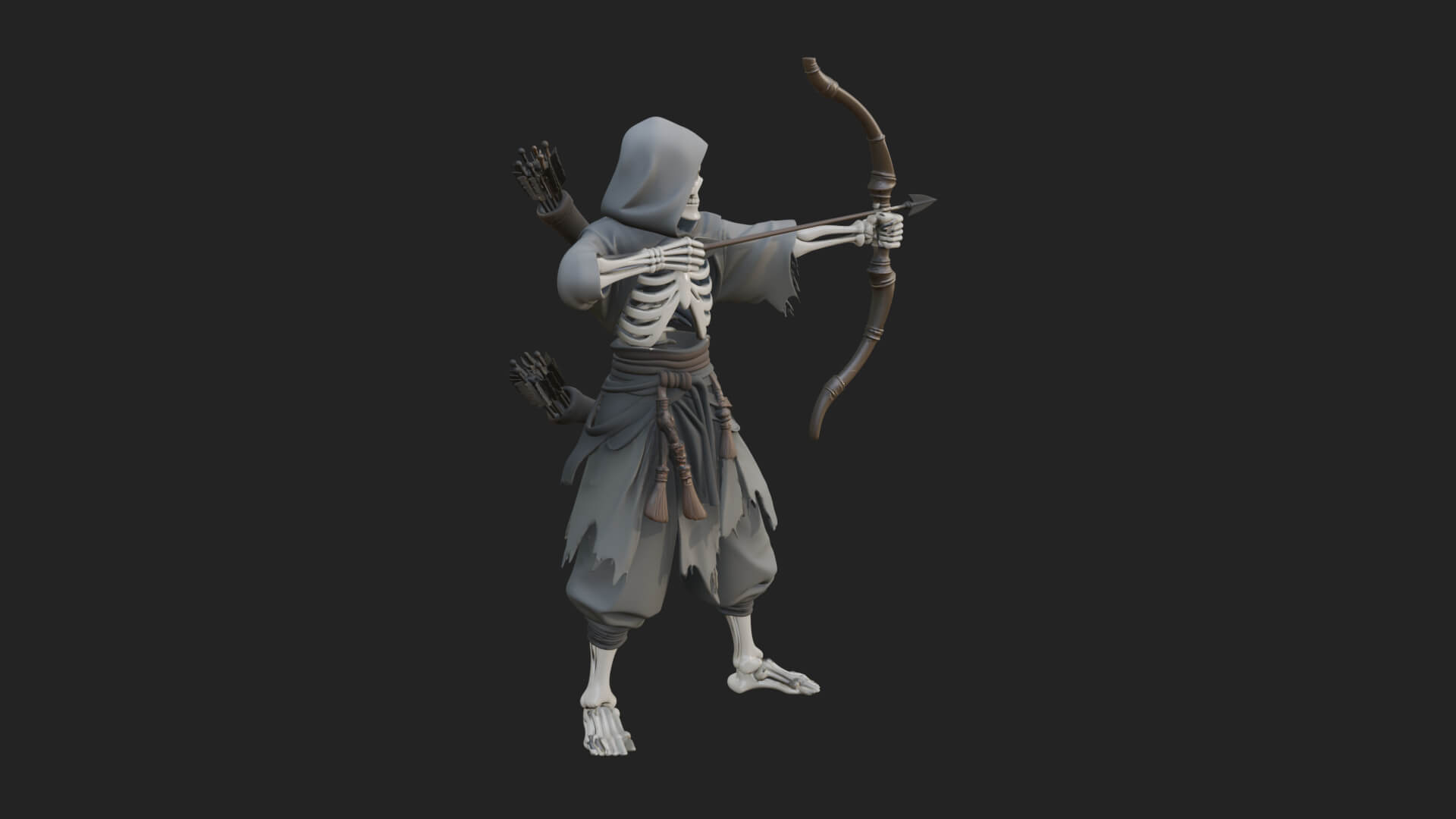 Skeleton Archer Statue Design 3 3D Print Model 3D Model