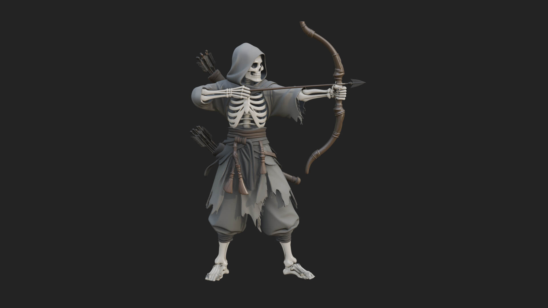 Skeleton Archer Statue Design 3 3D Print Model 3D Model