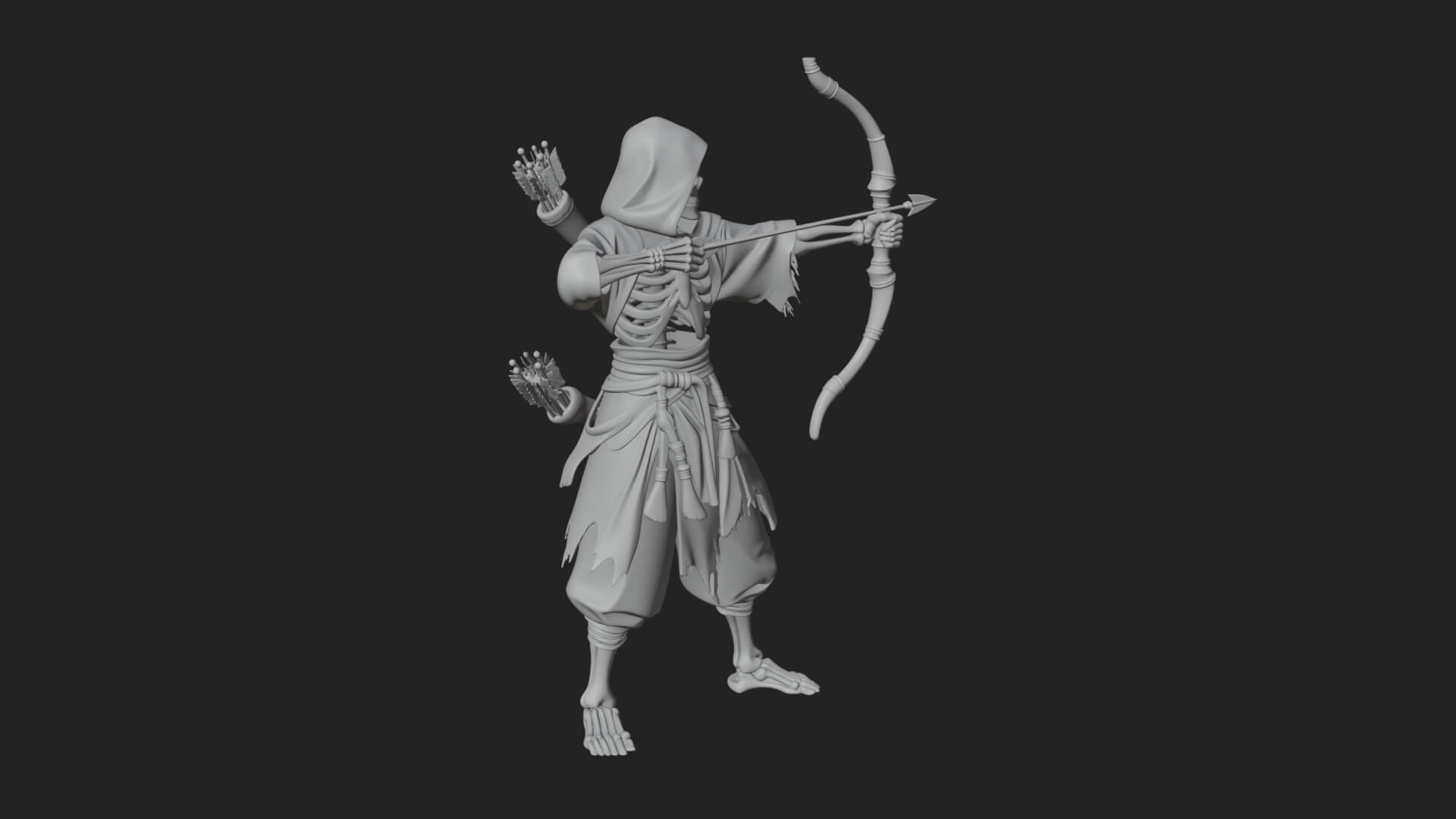 Skeleton Archer Statue Design 3 3D Print Model 3D Model