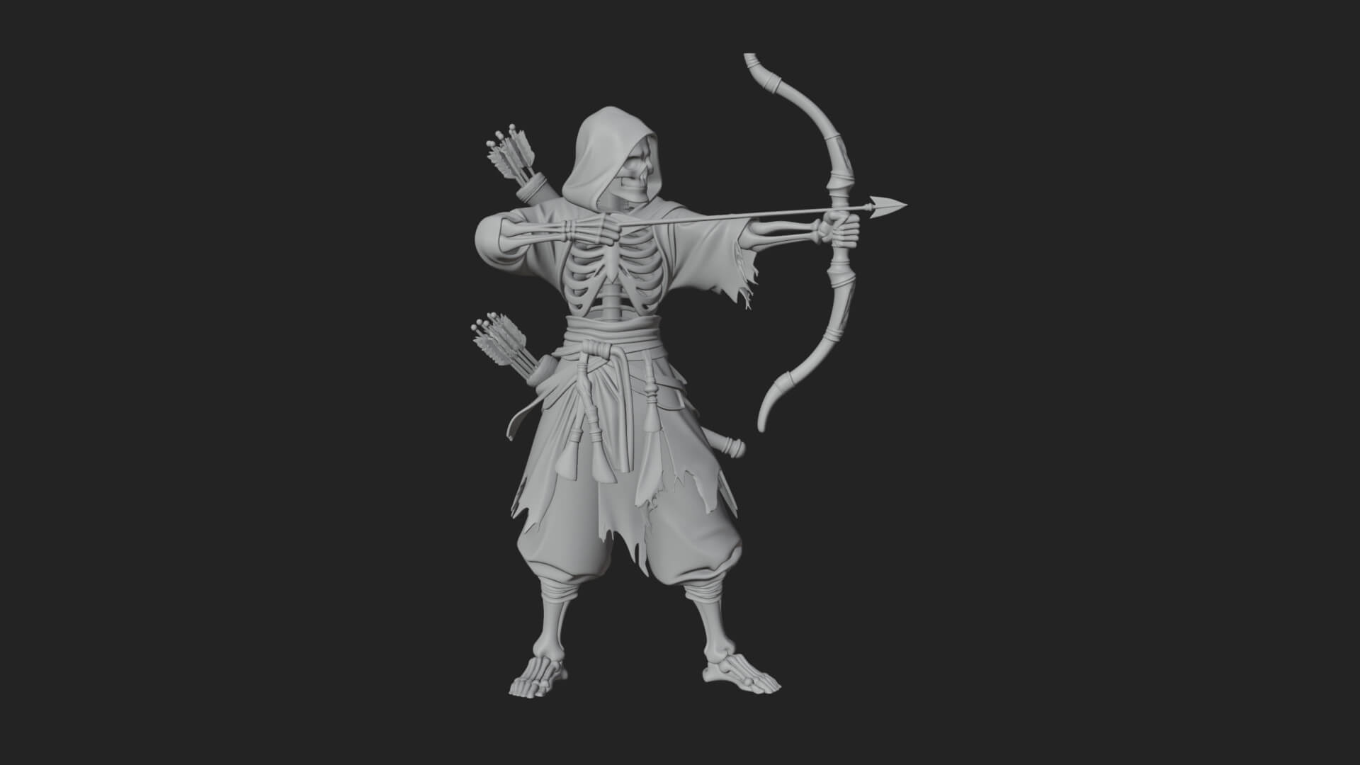 Skeleton Archer Statue Design 3 3D Print Model 3D Model