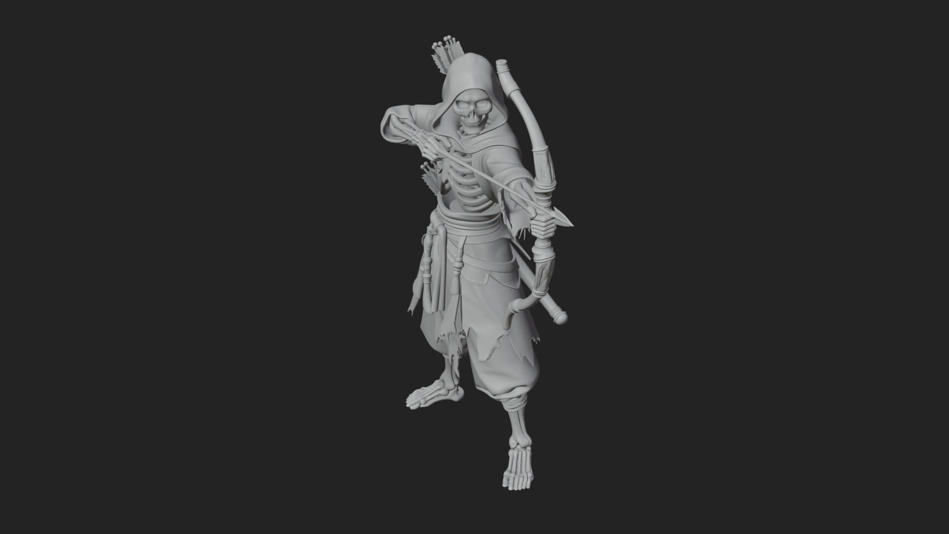 Skeleton Archer Statue Design 3 3D Print Model 3D Model