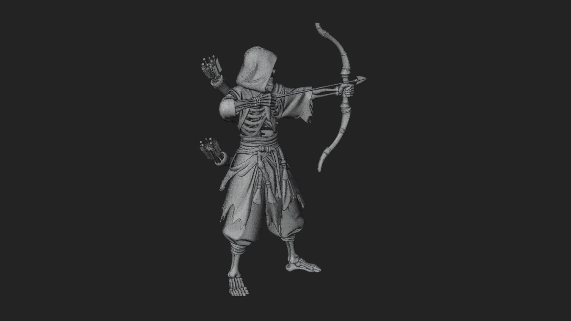 Skeleton Archer Statue Design 3 3D Print Model 3D Model
