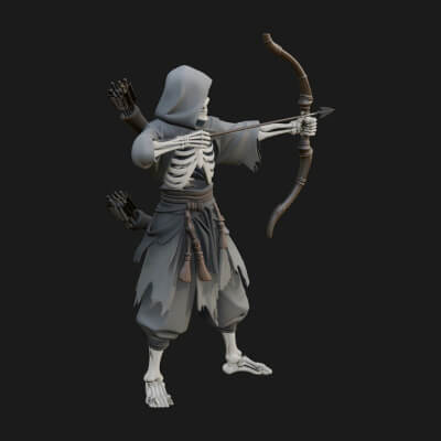 Skeleton Archer Statue Design 3 3D Print Model
