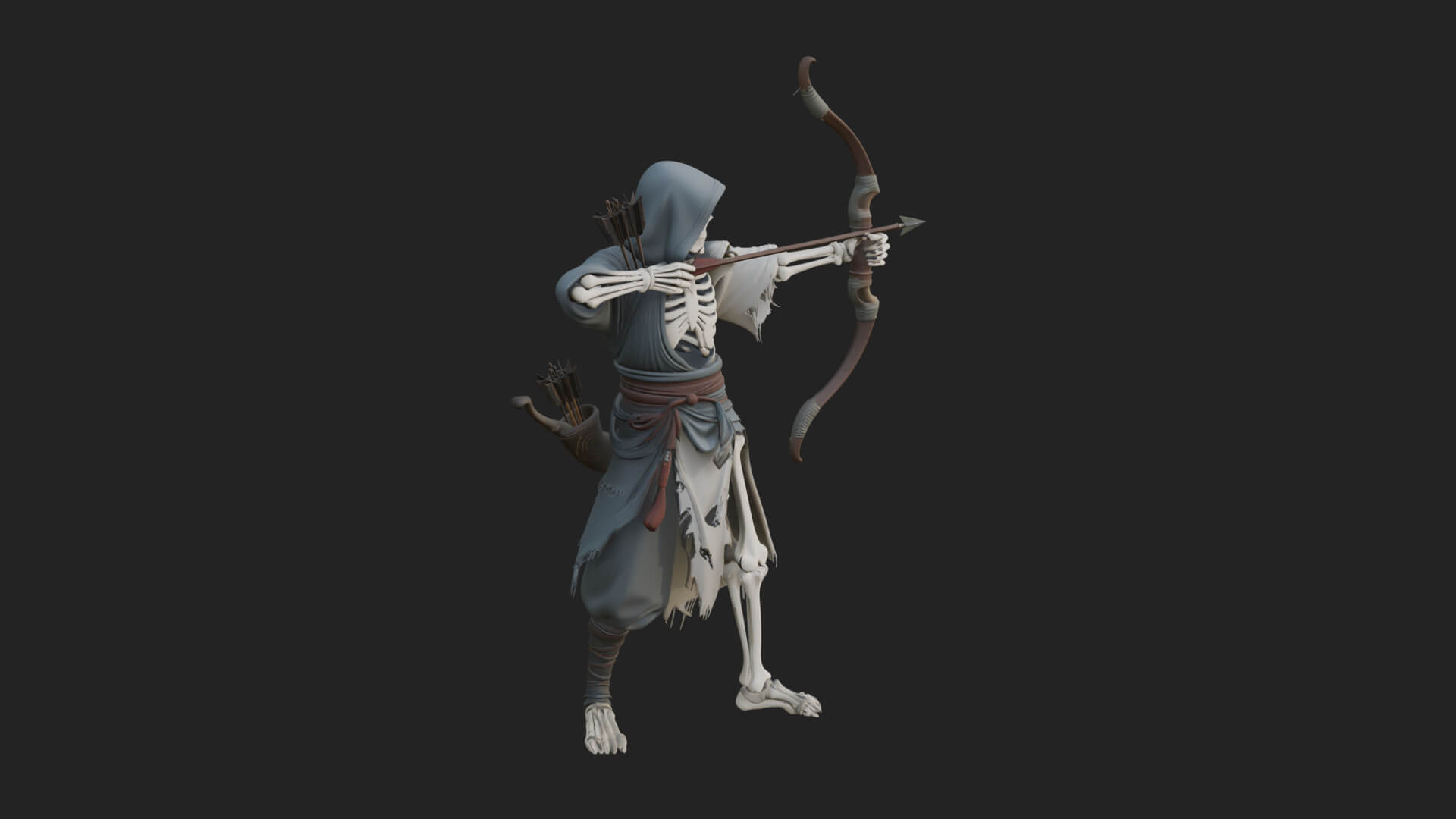 Skeleton Archer Statue Design 4 3D Print Model 3D Model