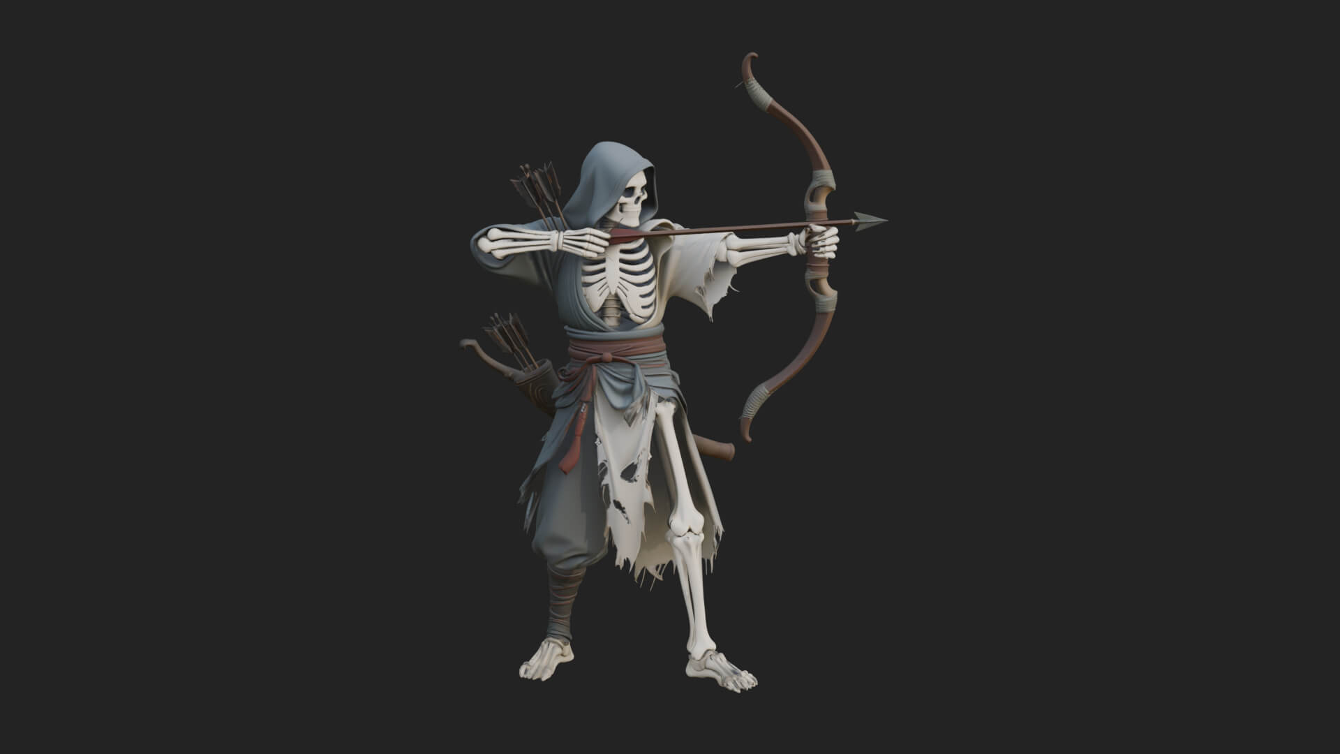 Skeleton Archer Statue Design 4 3D Print Model 3D Model