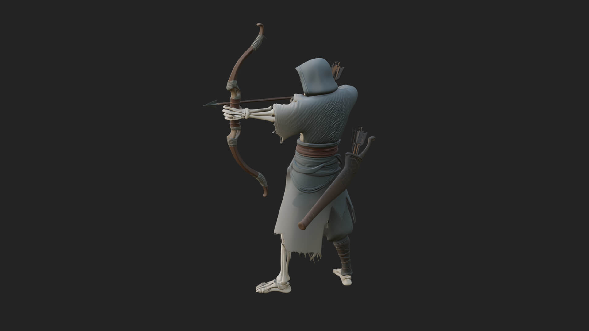 Skeleton Archer Statue Design 4 3D Print Model 3D Model