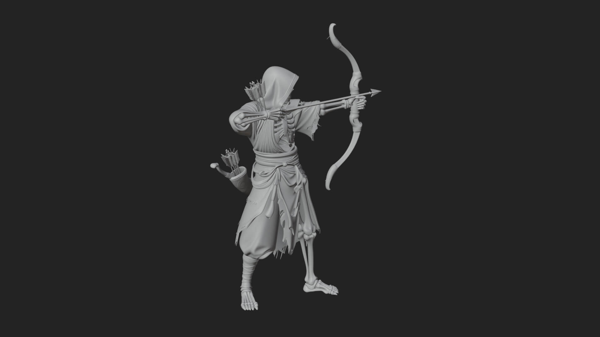 Skeleton Archer Statue Design 4 3D Print Model 3D Model